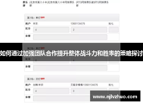 如何通过加强团队合作提升整体战斗力和胜率的策略探讨
